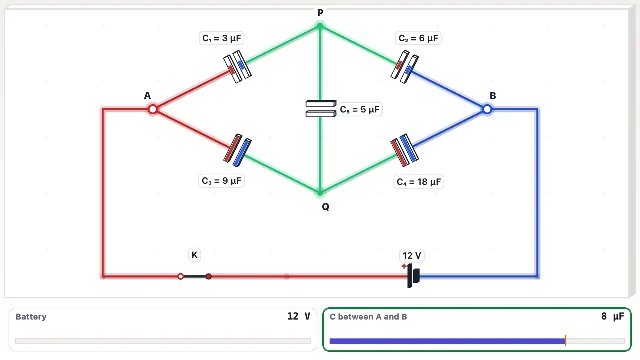 A picture of the Capacitor Maze simulation