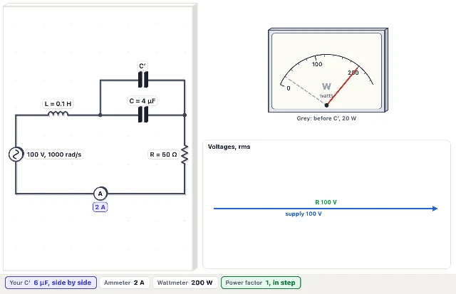A picture of the Power Factor simulation